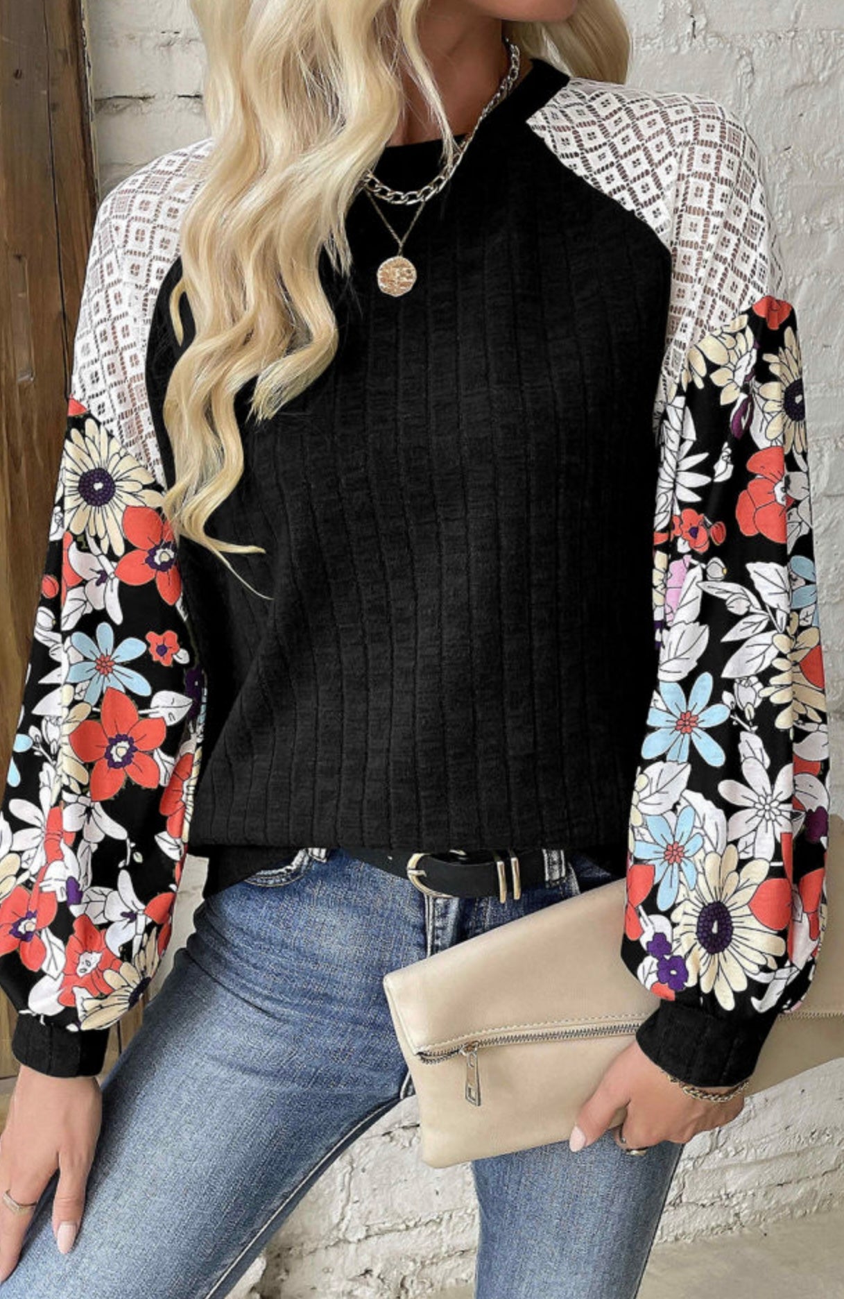 Top Floral Lace Patchwork