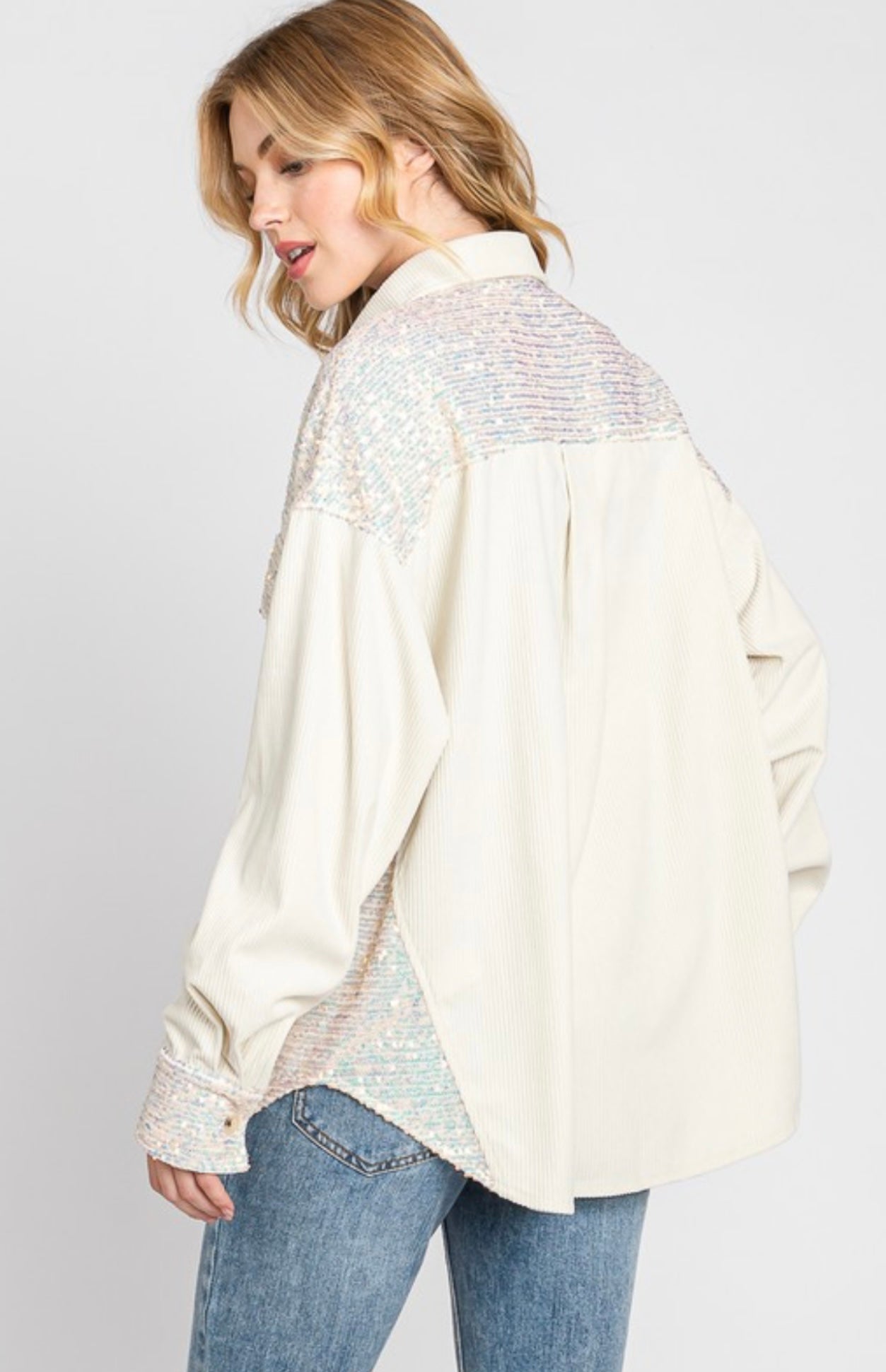 Shacket Sequins Corduroy Mix