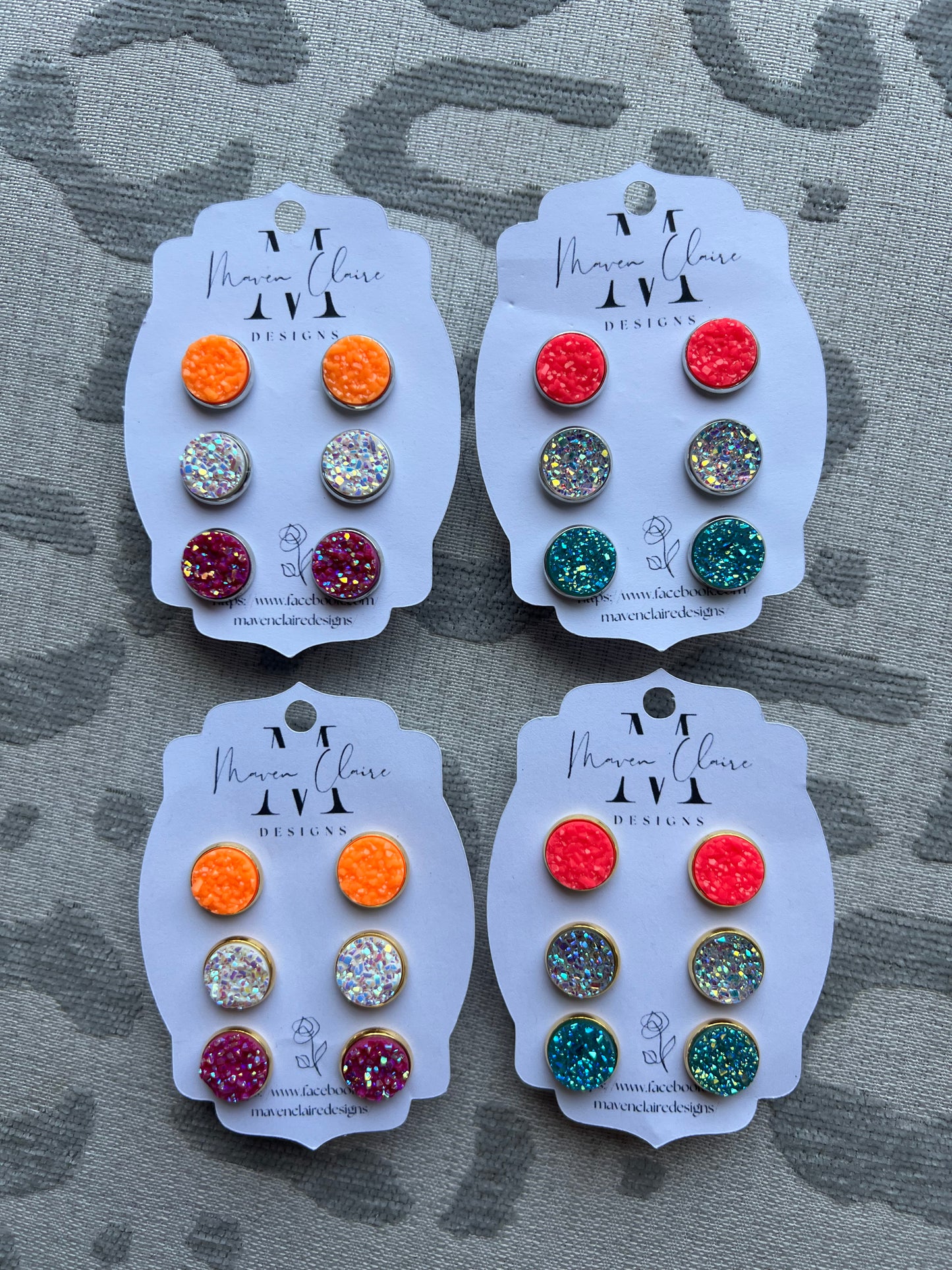 3 Pc Druzy Stud Set Earrings - BeLoved Boutique