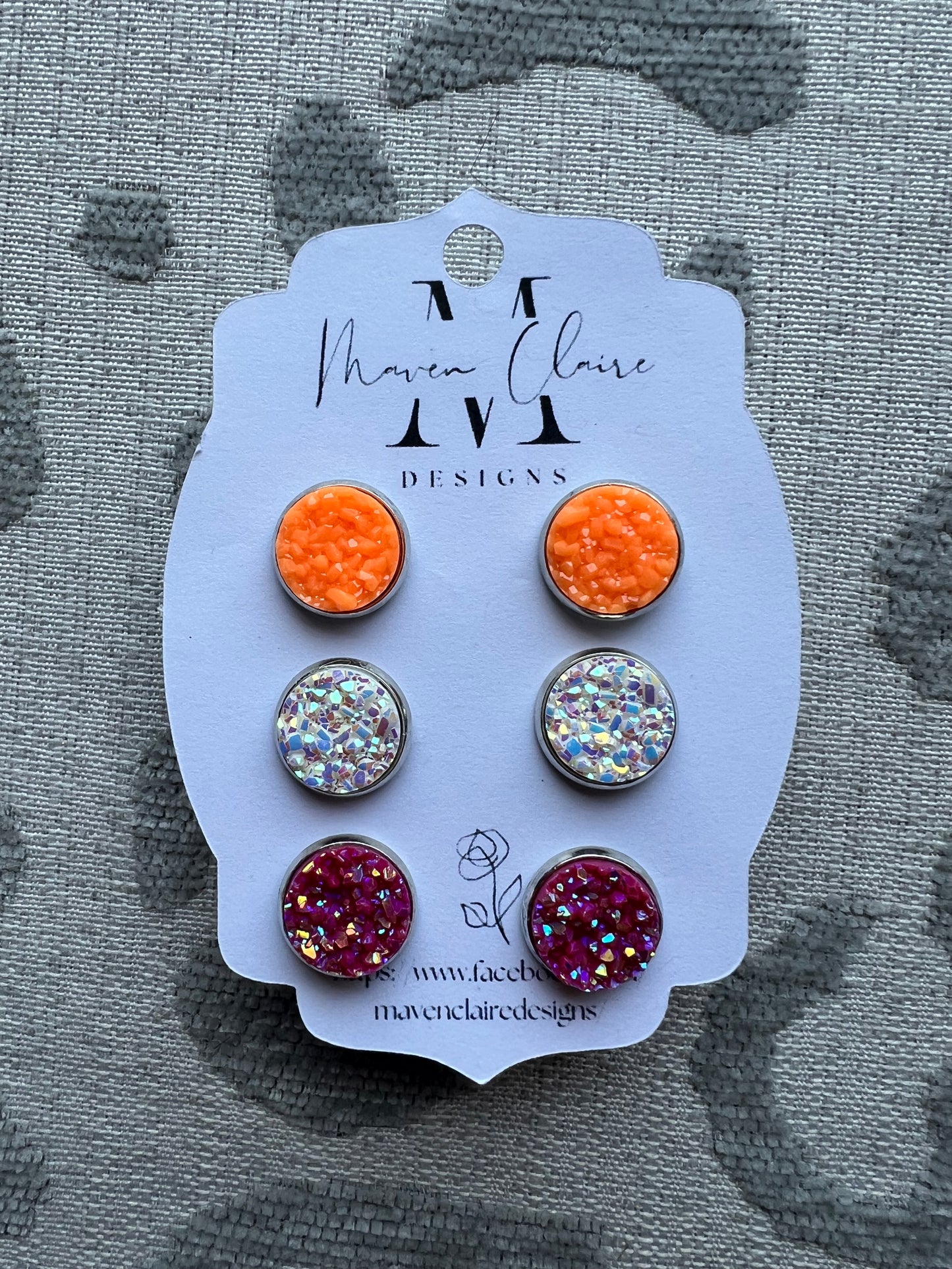 3 Pc Druzy Stud Set Earrings - BeLoved Boutique