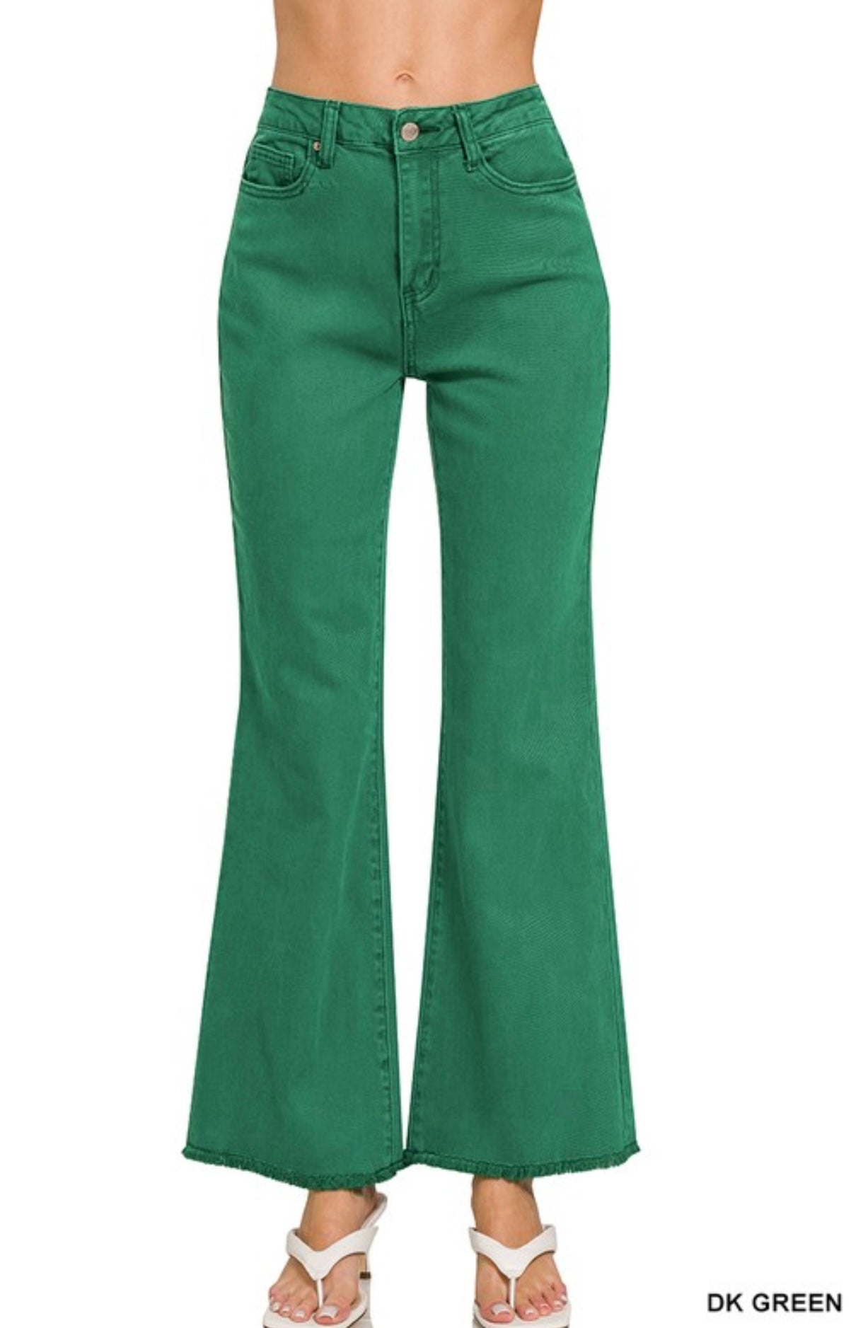 Denim Colored Straight Fray Hem