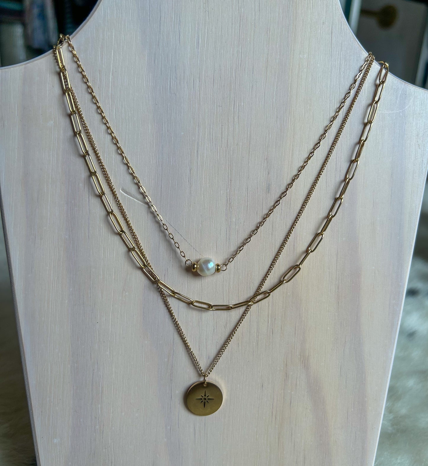 Necklaces Three In One Coin Pearl