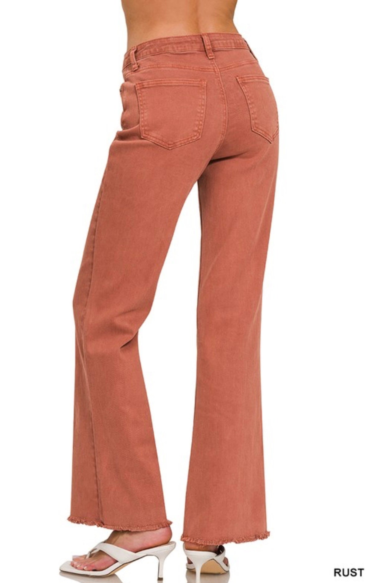 Denim Colored Straight Fray Hem