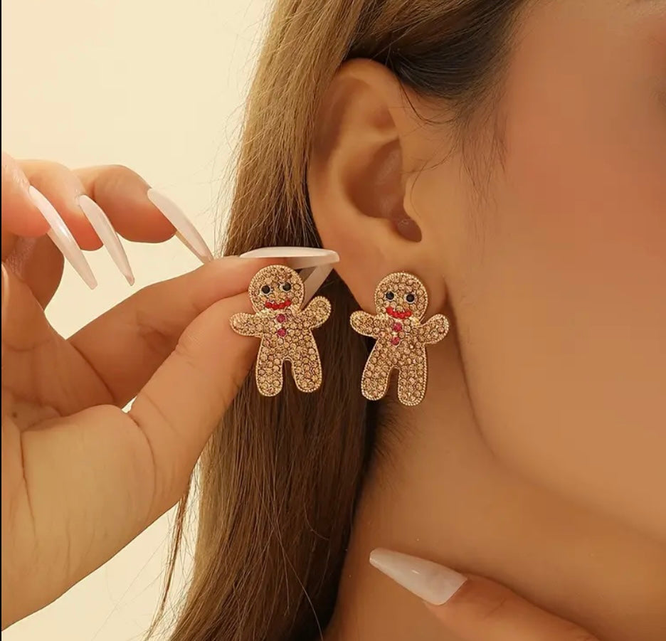 Gingerbread Earrings Rhinestone