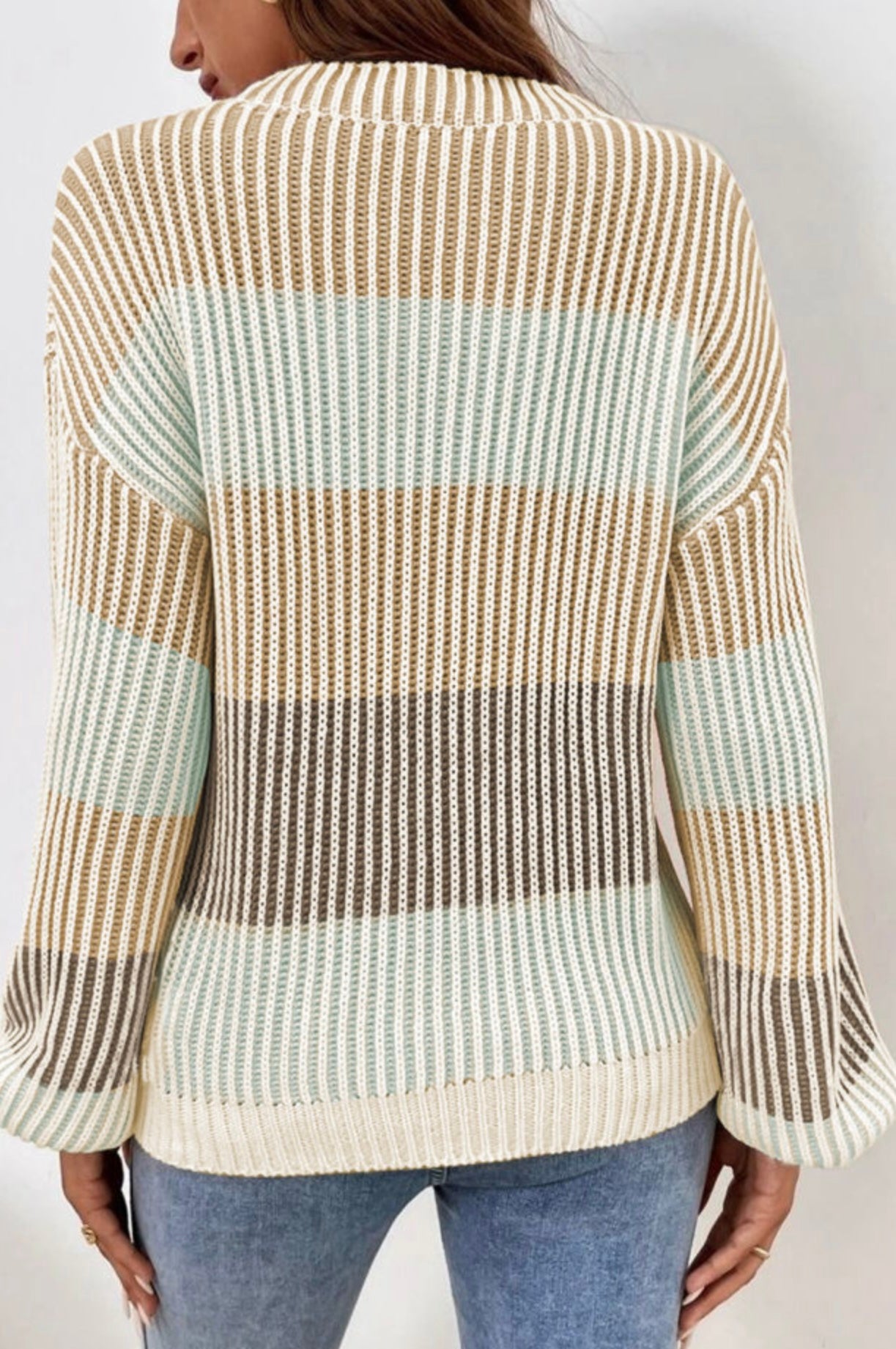 Sweater Striped Ribbed Knit