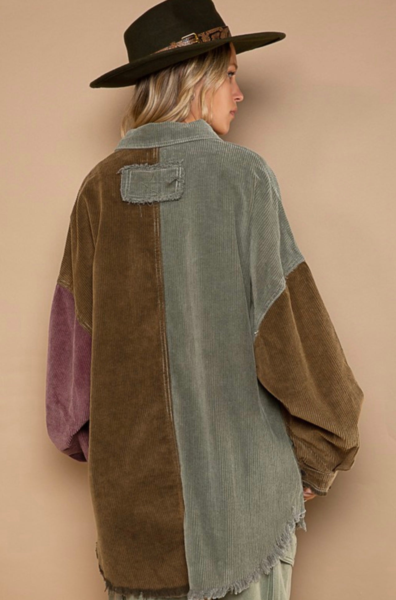 Shacket Corduroy Color Block