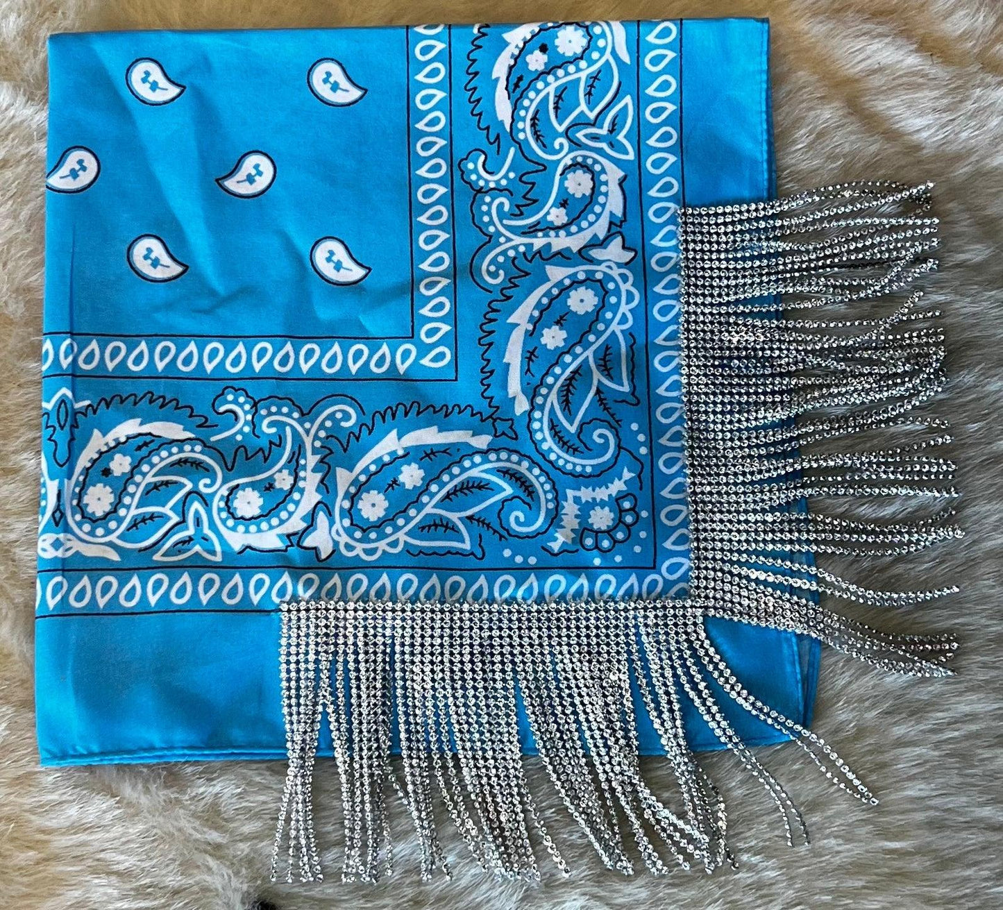 Bandana Scarf w/ Sequin Fringe - BeLoved Boutique