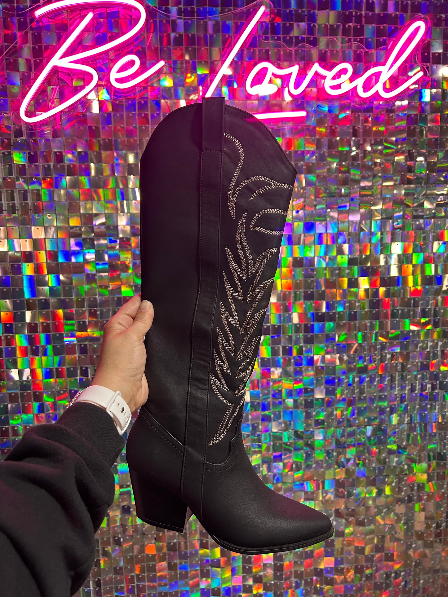 Black Embroidered Cowgirl Boots - BeLoved Boutique