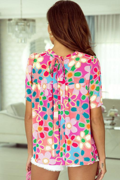 Boho Flower Print Puff S/S Top - BeLoved Boutique