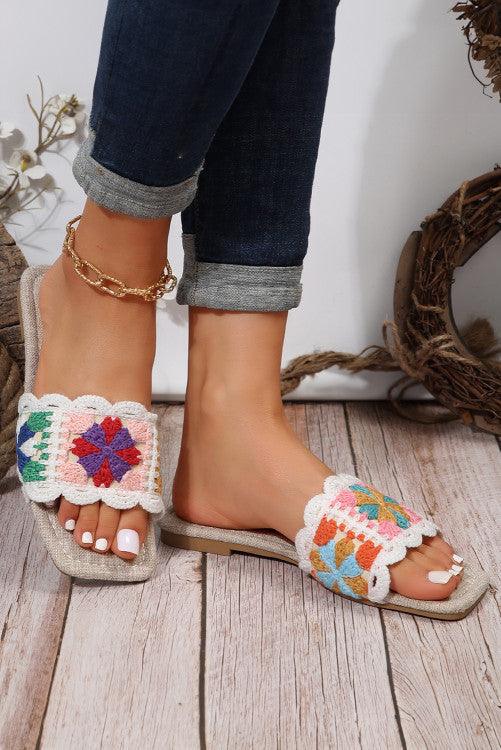 Crochet Square Toe Flat Slippers - BeLoved Boutique