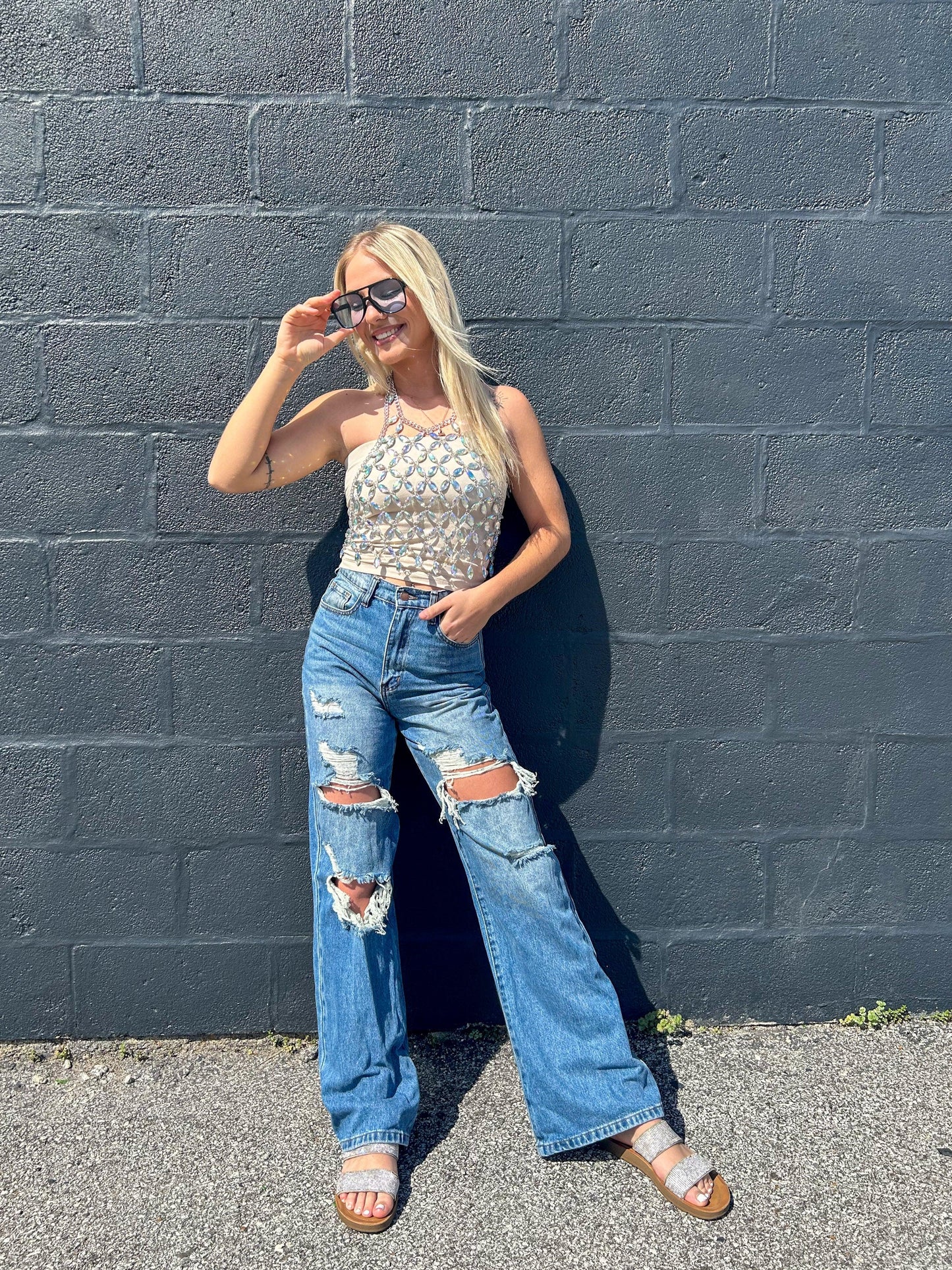 Crystal Rhinestone Tank - BeLoved Boutique