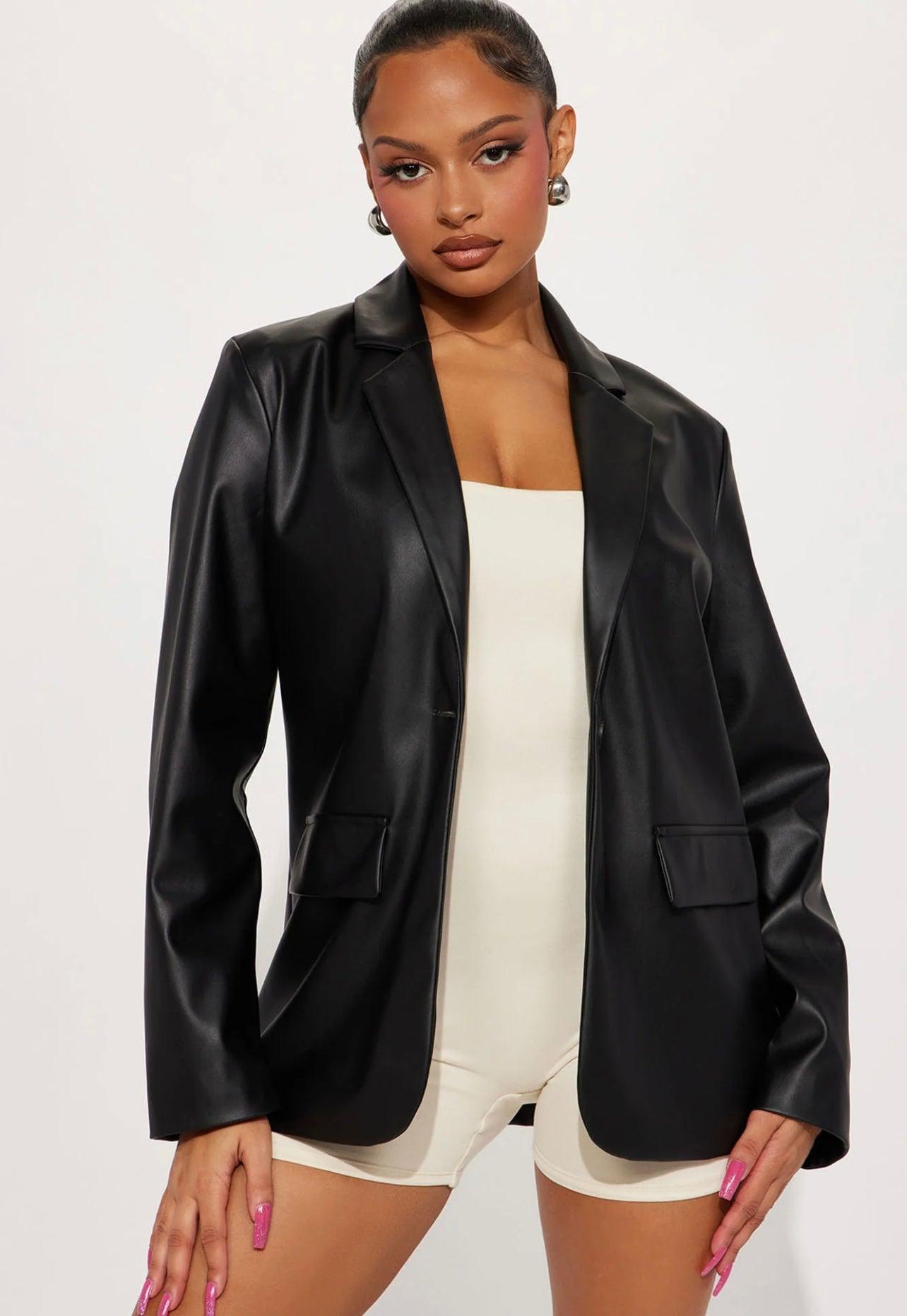 Faux Leather Blazer - BeLoved Boutique