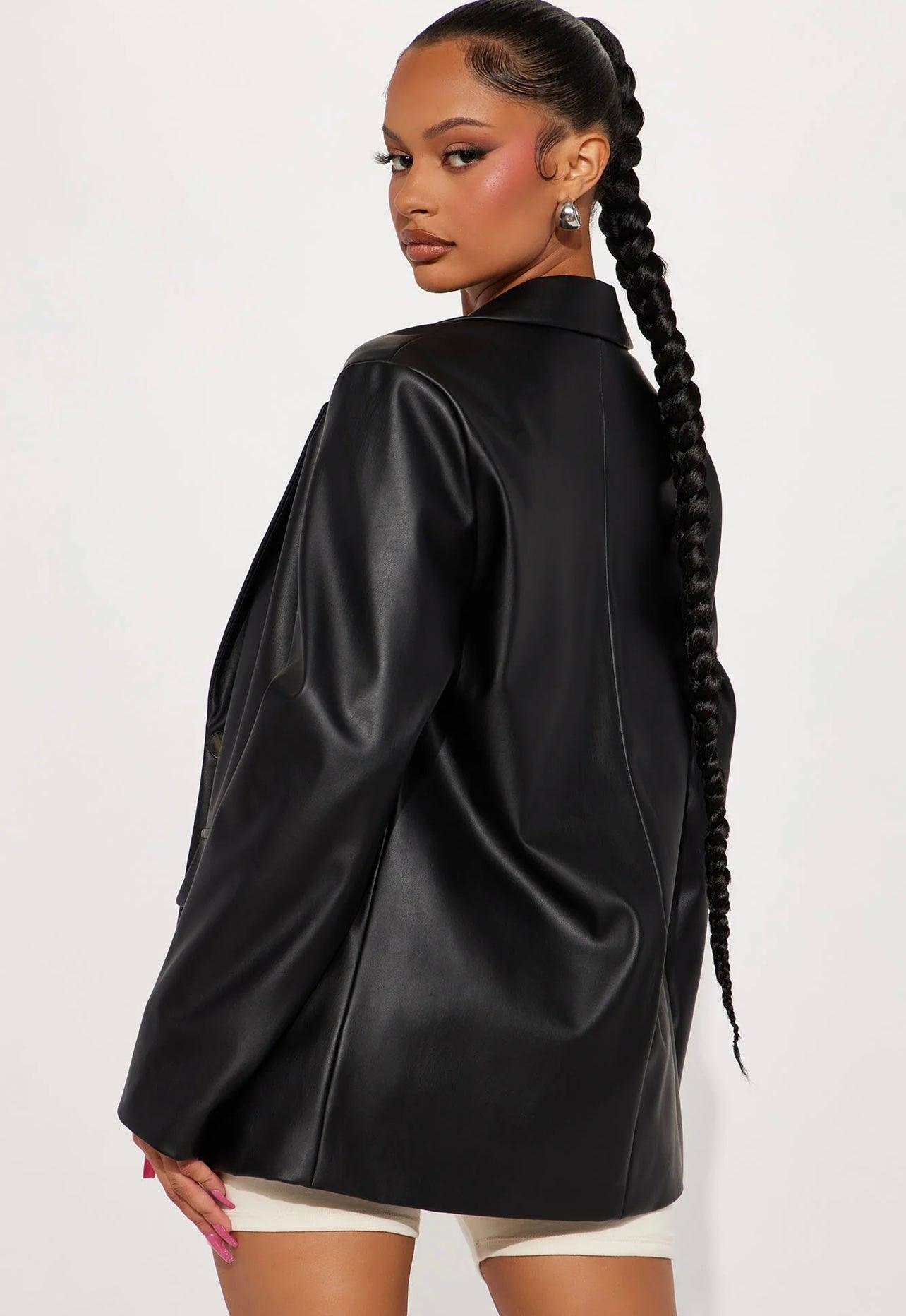 Faux Leather Blazer - BeLoved Boutique