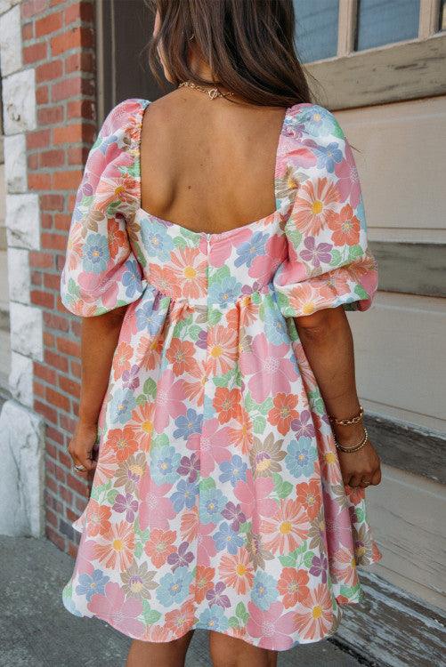 Floral Square Neck Babydoll Dress - BeLoved Boutique