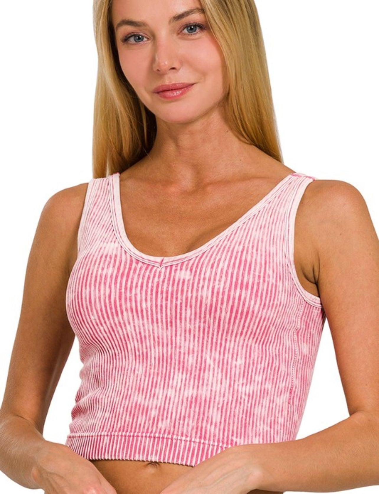 Mineral Wash Ribbed Bra Tank - BeLoved Boutique