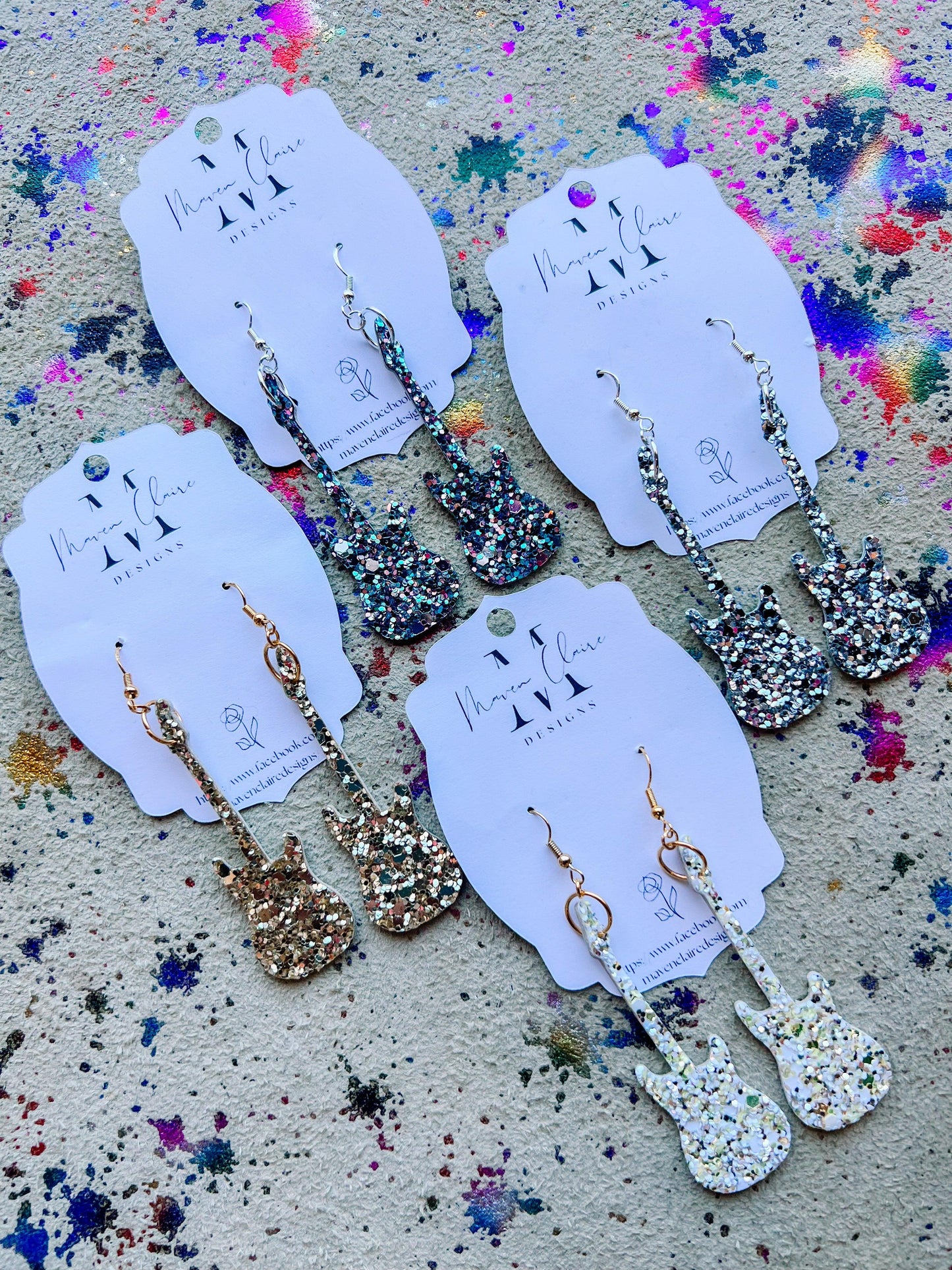 Nashville Glitter Guitar Earrings - BeLoved Boutique