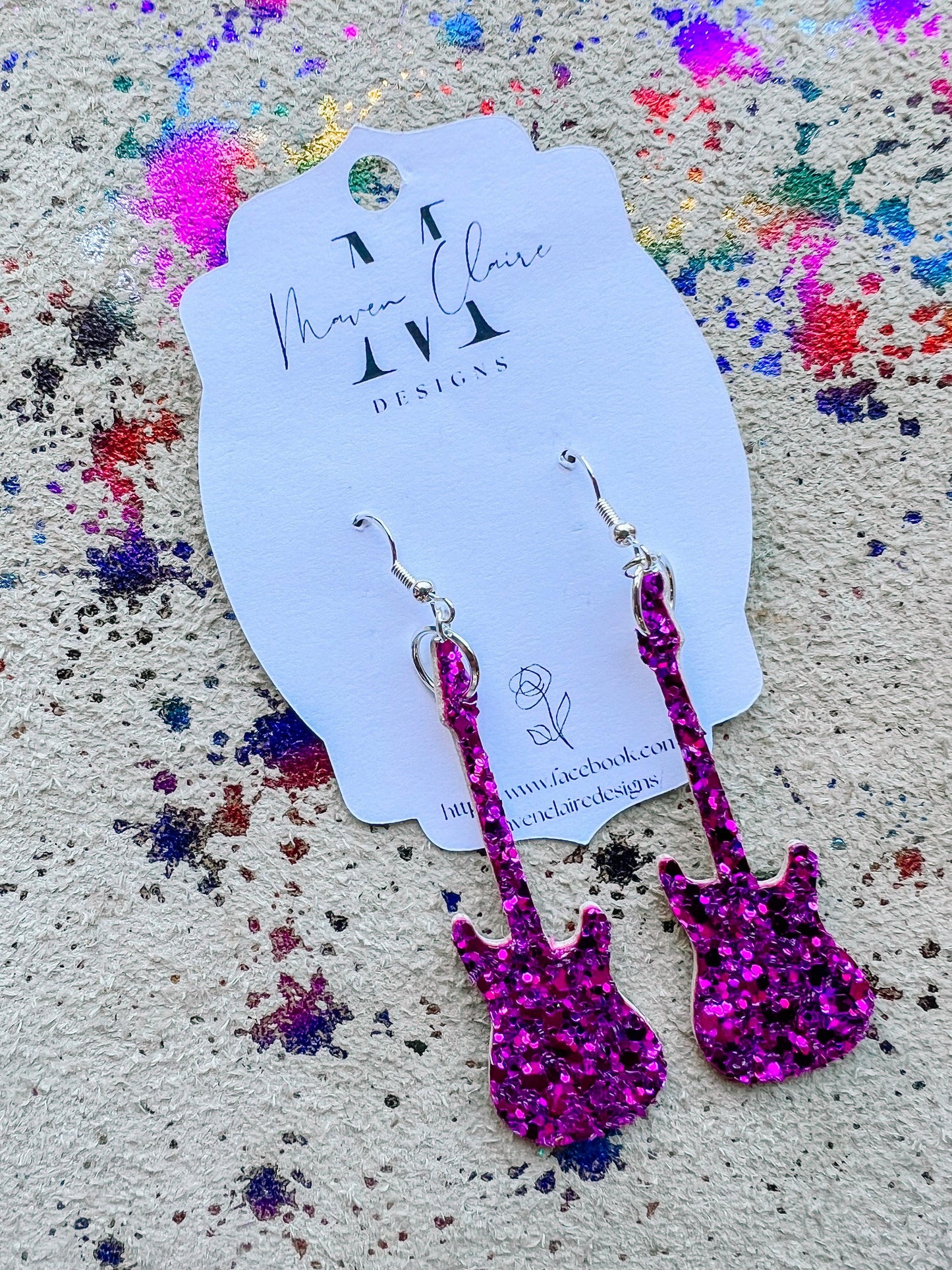 Nashville Glitter Guitar Earrings - BeLoved Boutique