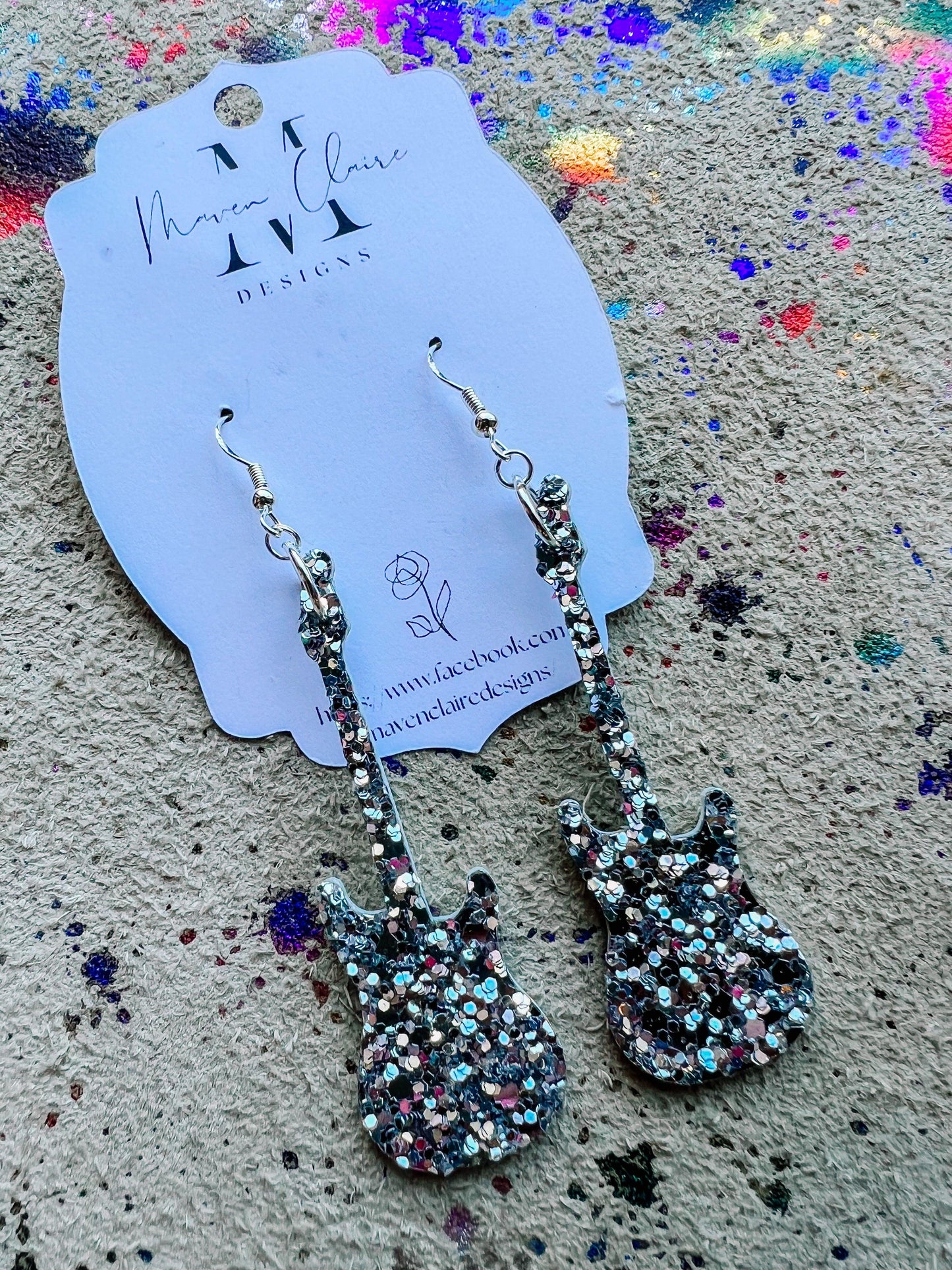 Nashville Glitter Guitar Earrings - BeLoved Boutique