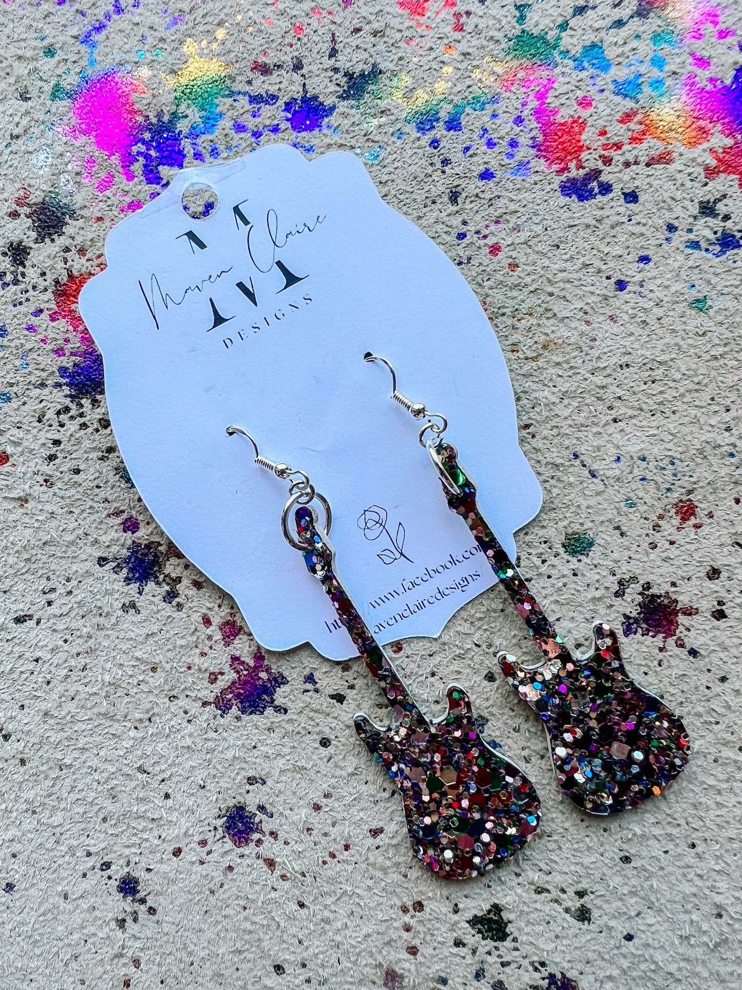 Nashville Glitter Guitar Earrings - BeLoved Boutique