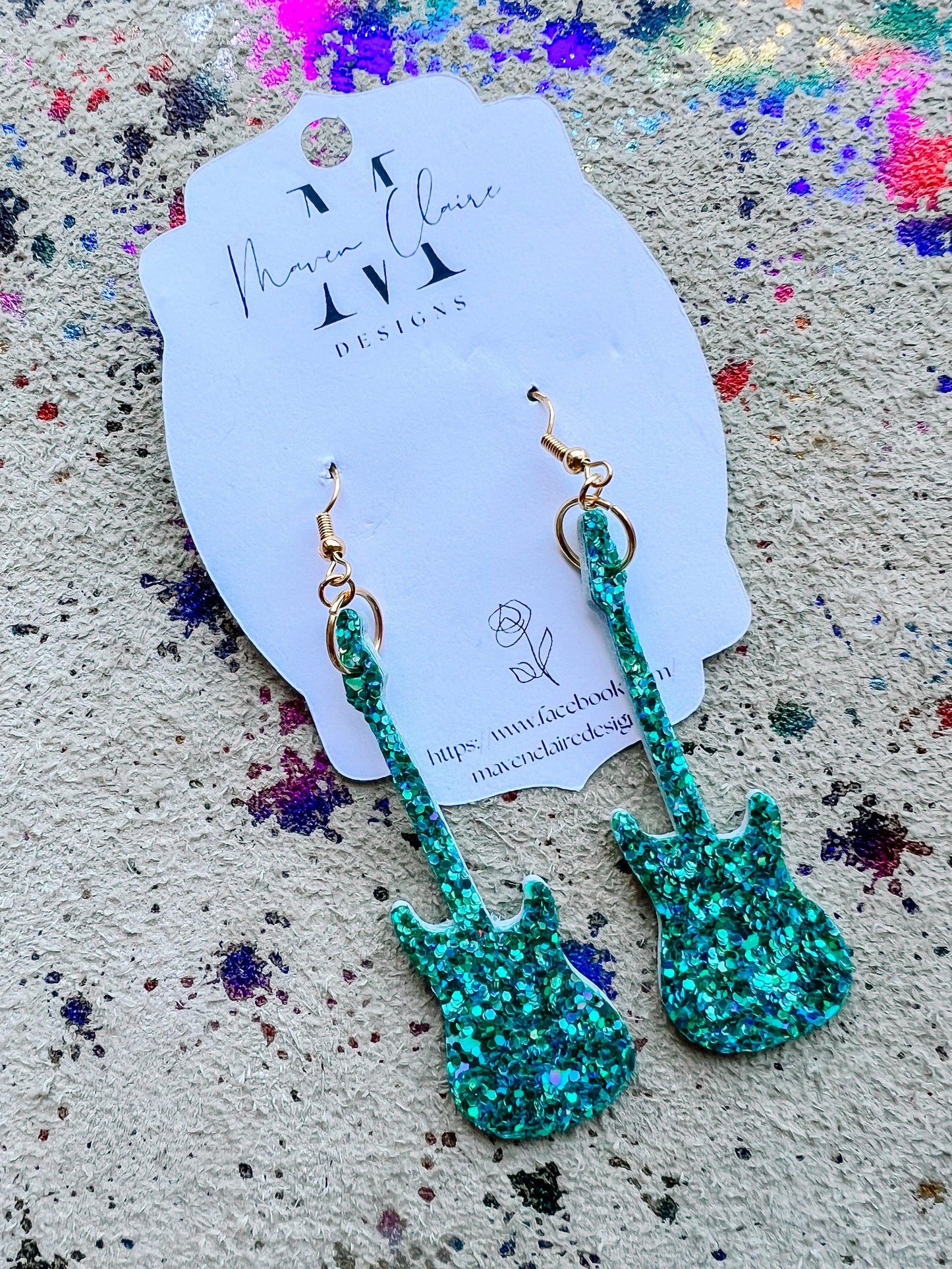 Nashville Glitter Guitar Earrings - BeLoved Boutique