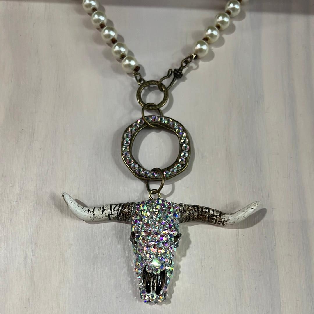 Rhinestone Longhorn Necklace - BeLoved Boutique