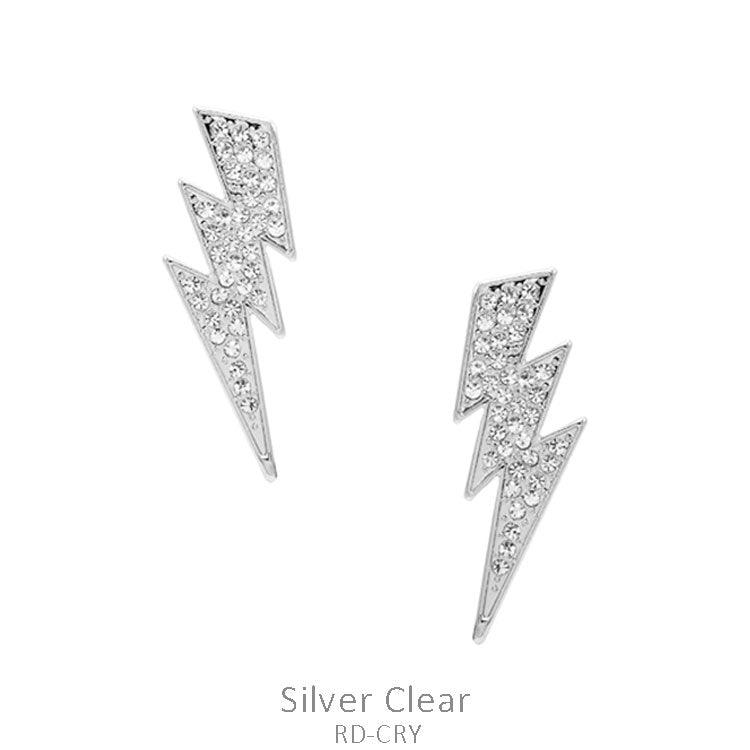 Rhinestone Thunderbolt Pave Earring - BeLoved Boutique