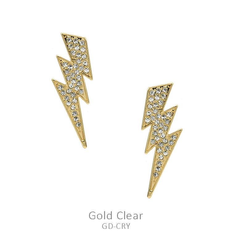 Rhinestone Thunderbolt Pave Earring - BeLoved Boutique