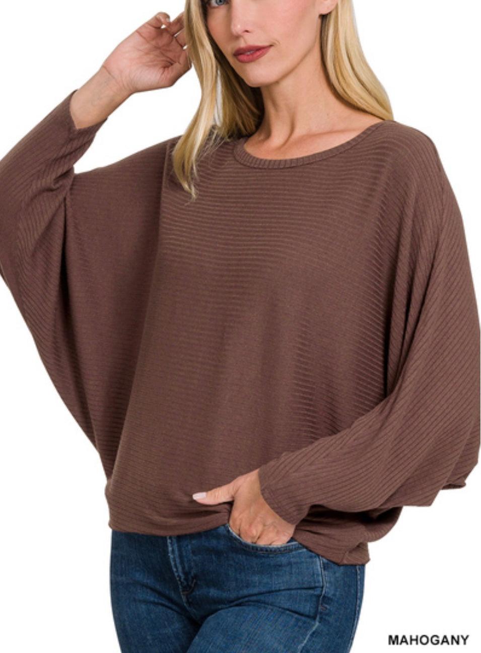Ribbed Batwing Sweater - BeLoved Boutique