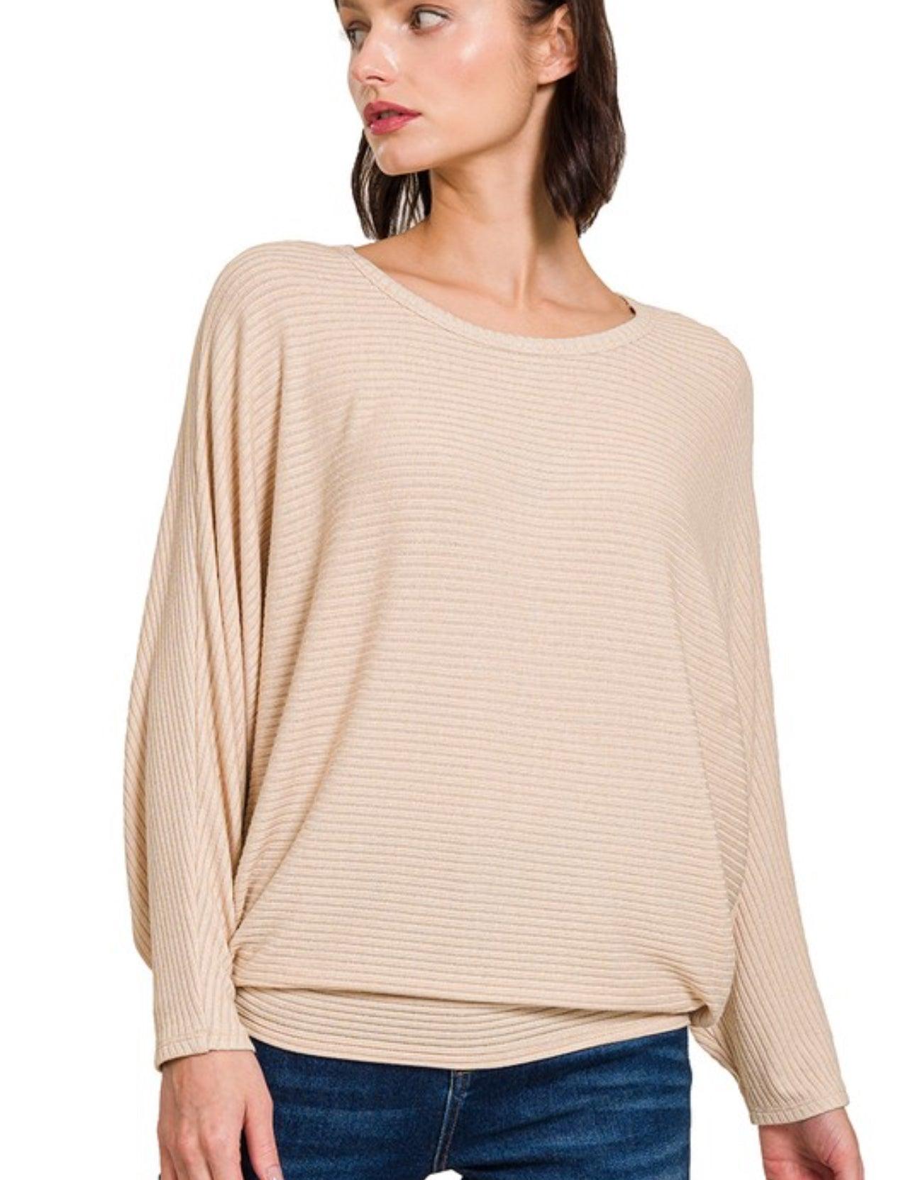 Ribbed Batwing Sweater - BeLoved Boutique