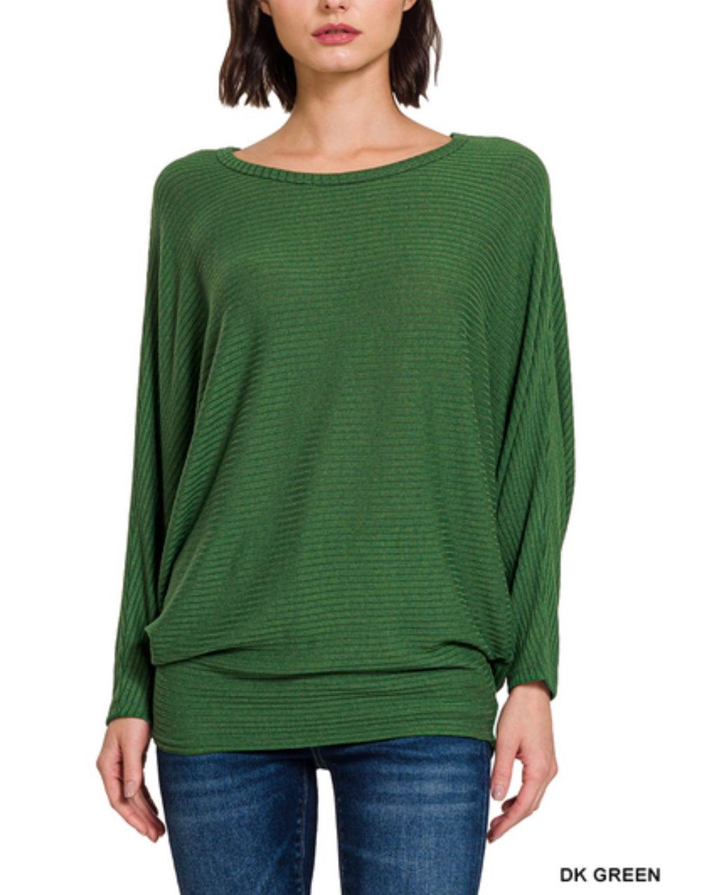 Ribbed Batwing Sweater - BeLoved Boutique