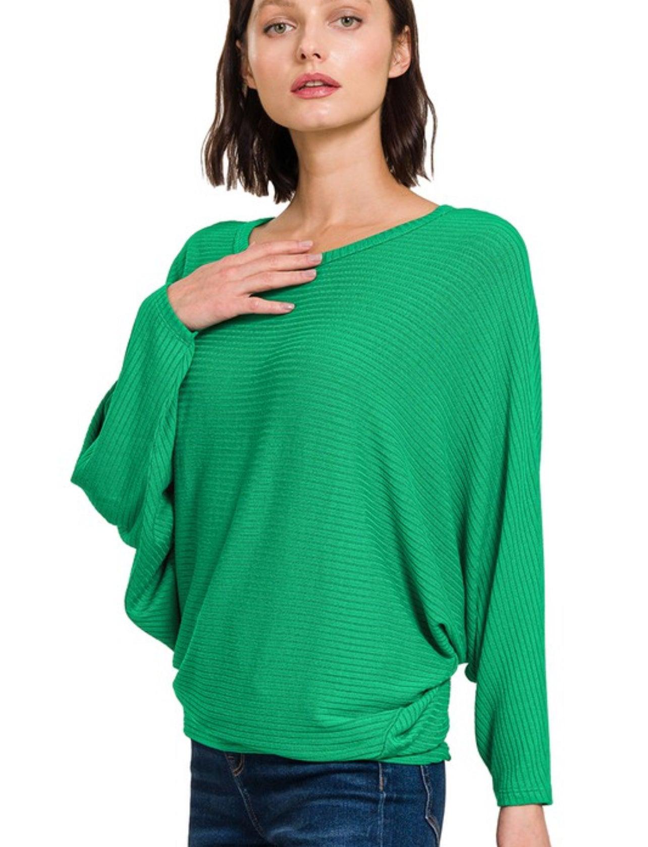 Ribbed Batwing Sweater - BeLoved Boutique