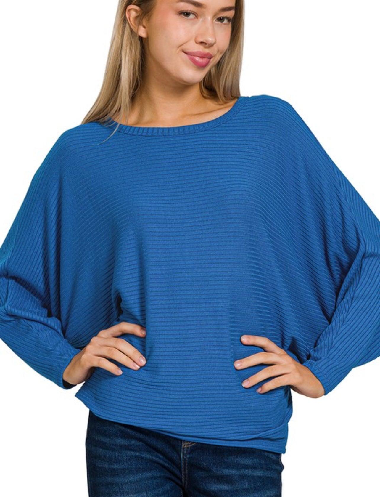 Ribbed Batwing Sweater - BeLoved Boutique