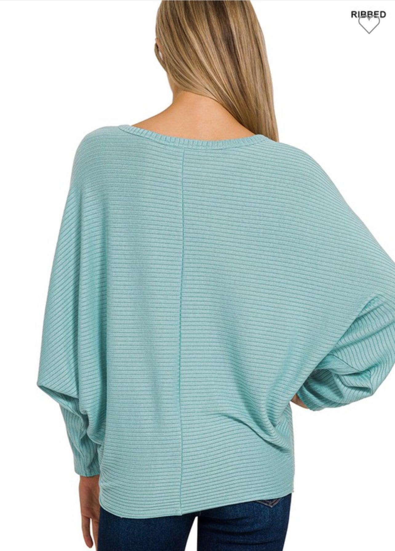 Ribbed Batwing Sweater - BeLoved Boutique