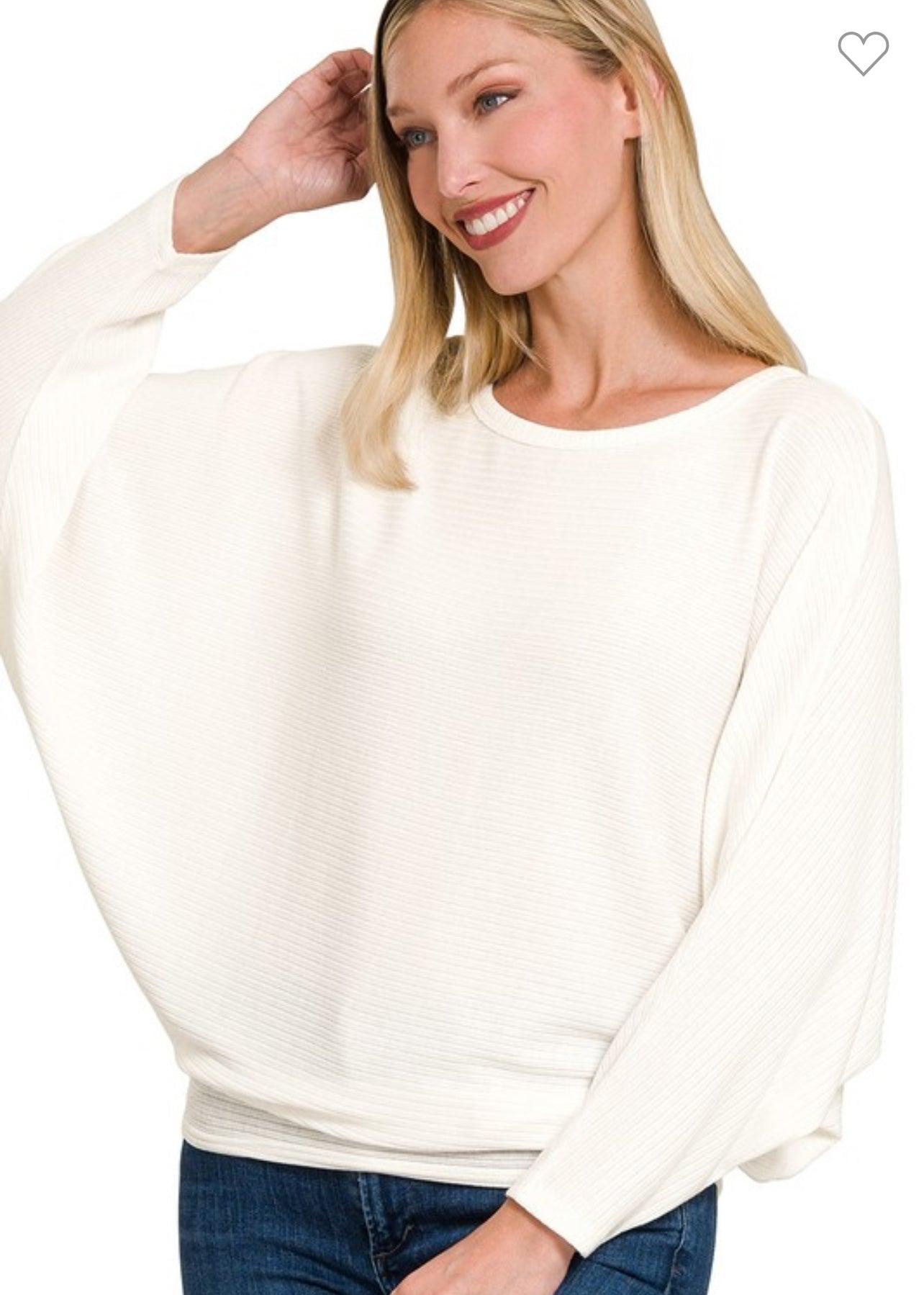 Ribbed Batwing Sweater - BeLoved Boutique