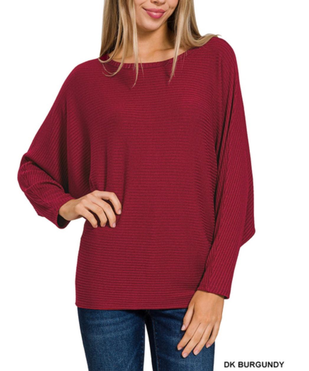 Ribbed Batwing Sweater - BeLoved Boutique