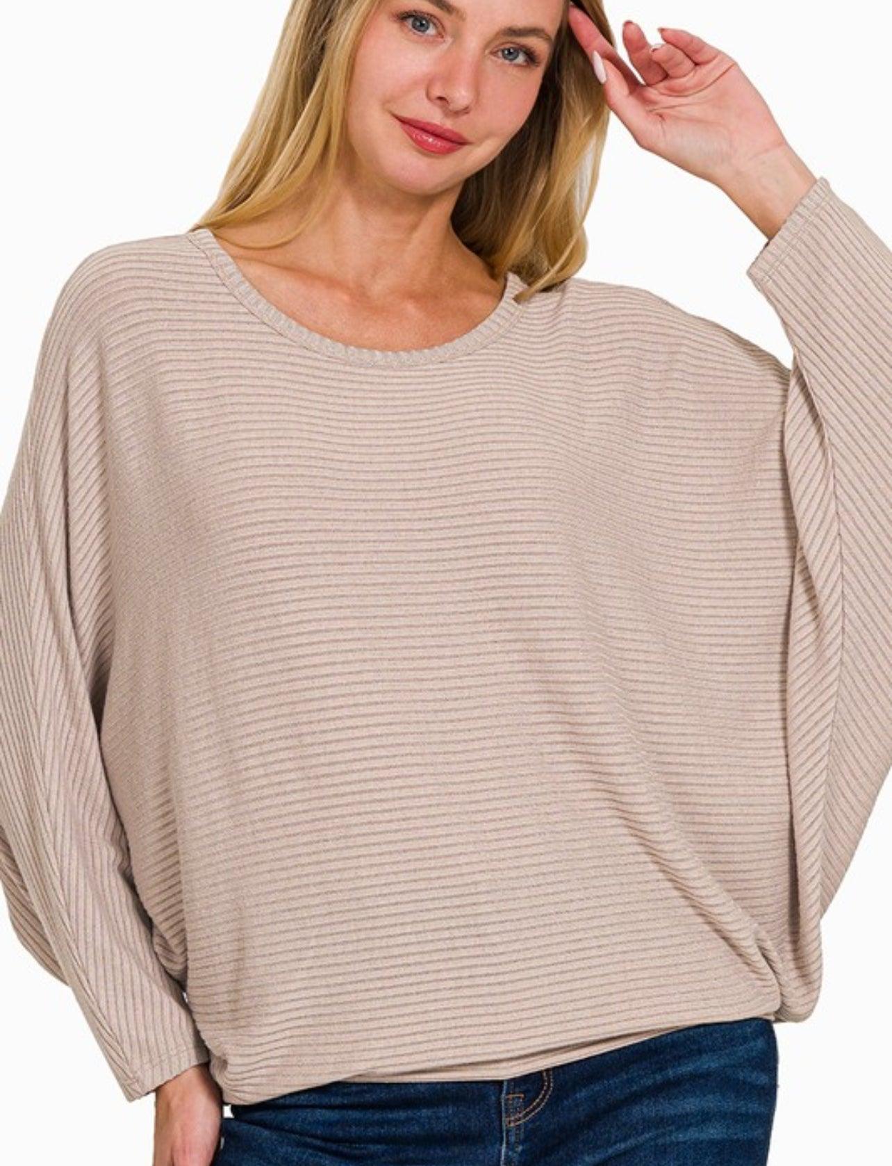 Ribbed Batwing Sweater - BeLoved Boutique