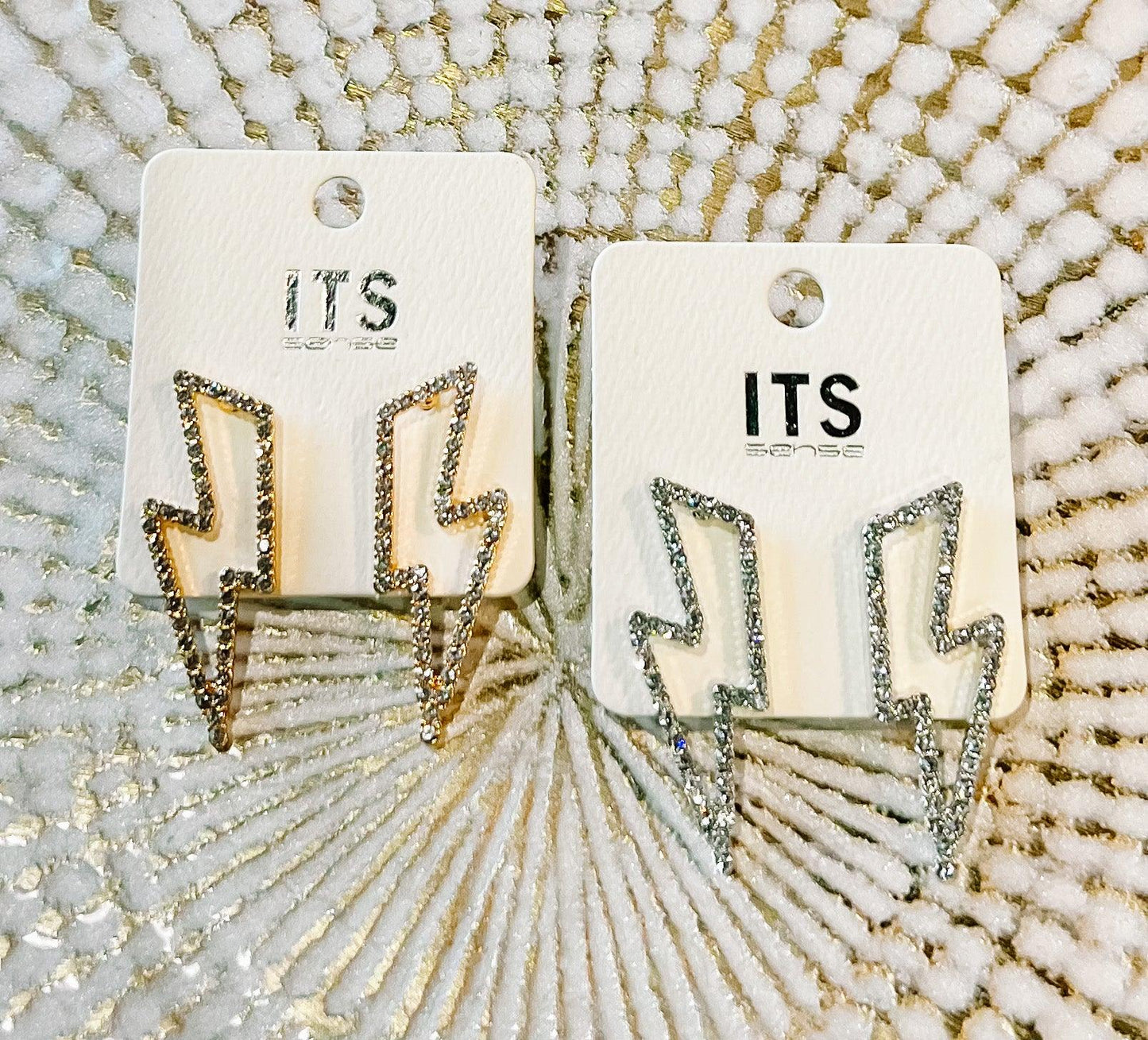 Rhinestone Lightning Bolt Earrings - BeLoved Boutique
