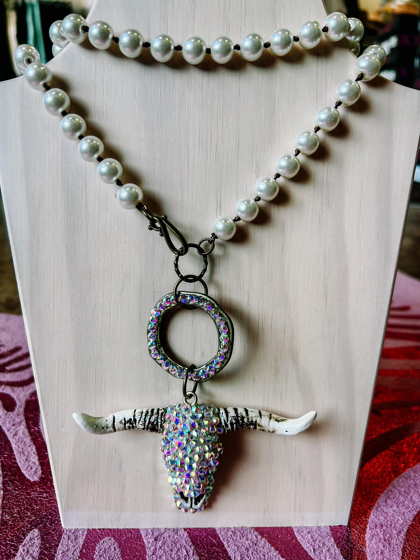 Rhinestone Longhorn Necklace - BeLoved Boutique