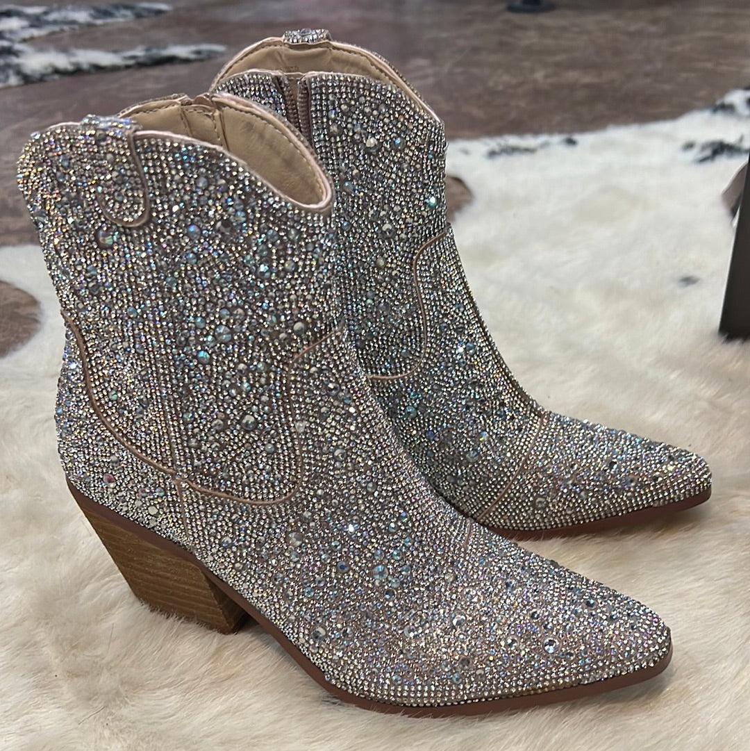 Rhinestone Western Ankle Boots - BeLoved Boutique