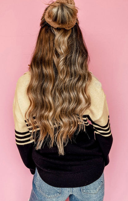 Sweater Striped V Neck