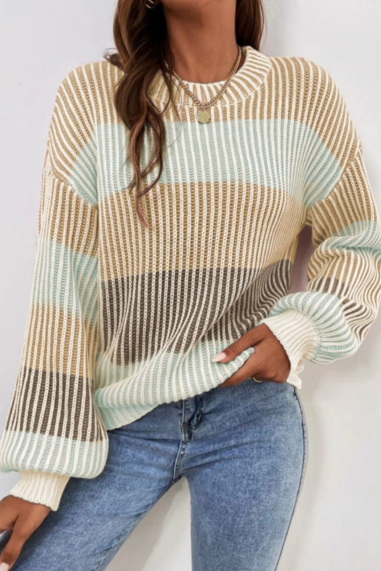 Sweater Striped Ribbed Knit