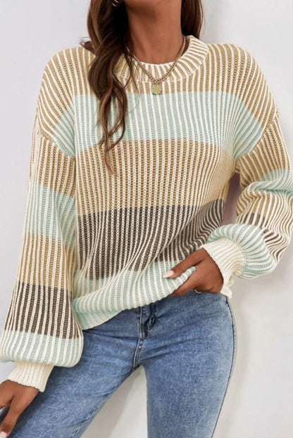 Sweater Striped Ribbed Knit