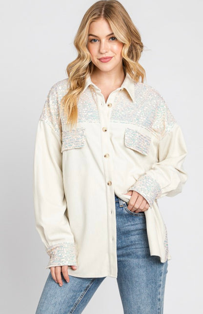 Shacket Sequins Corduroy Mix
