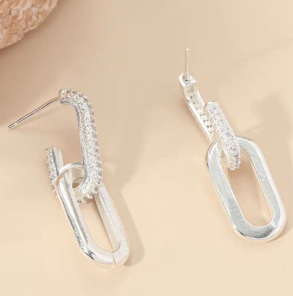 Earrings Chain Link Rhinestone