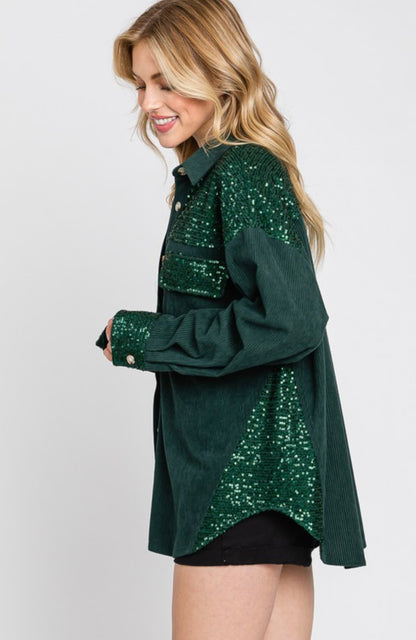 Shacket Sequins Corduroy Mix