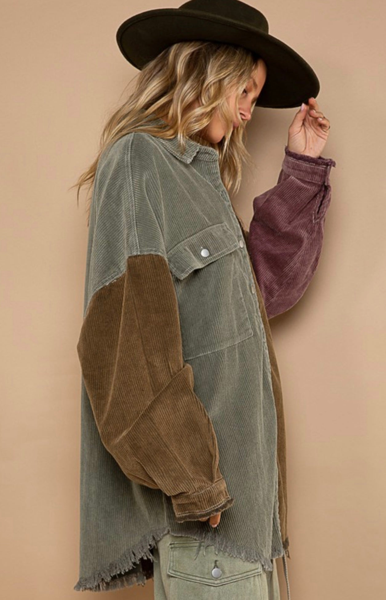 Shacket Corduroy Color Block