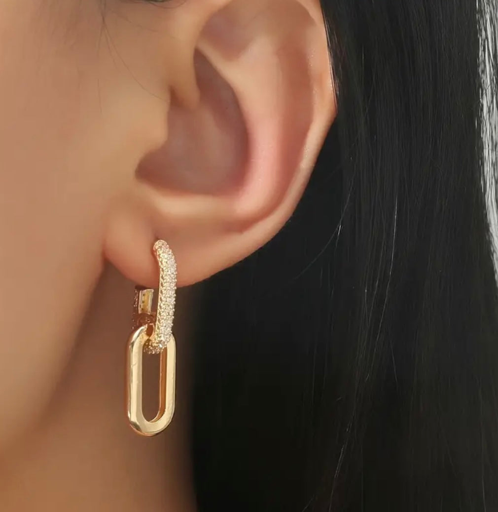 Earrings Chain Link Rhinestone