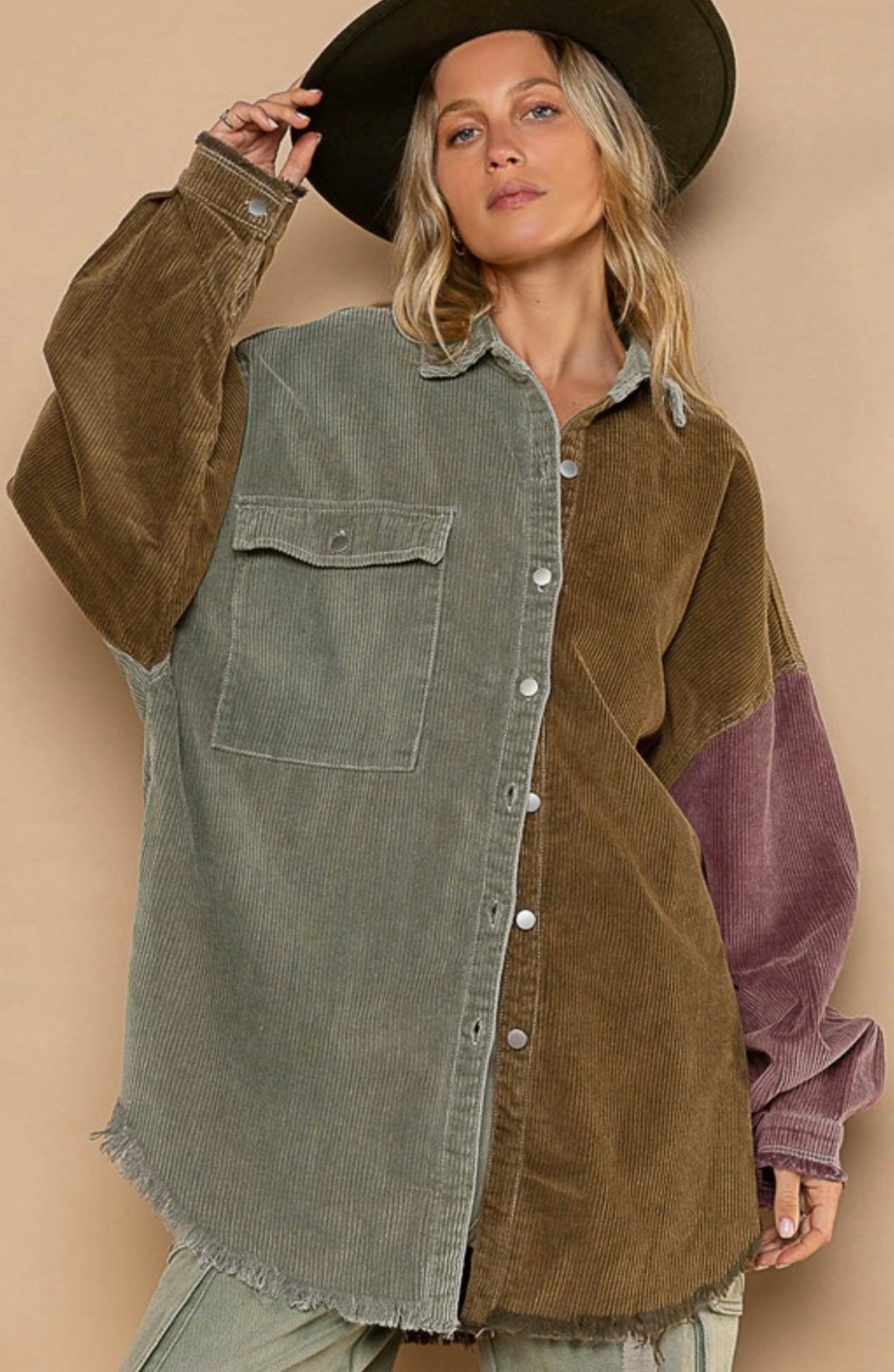Shacket Corduroy Color Block