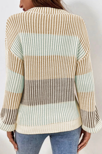 Sweater Striped Ribbed Knit