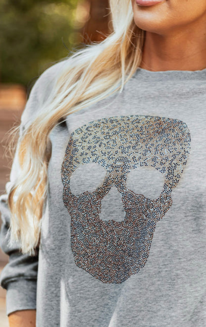 Sweatshirt Skull Rhinestone